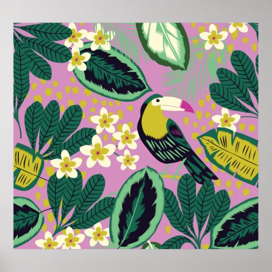 Tropische Toucans: bloemenpatroon Poster (Voorkant)