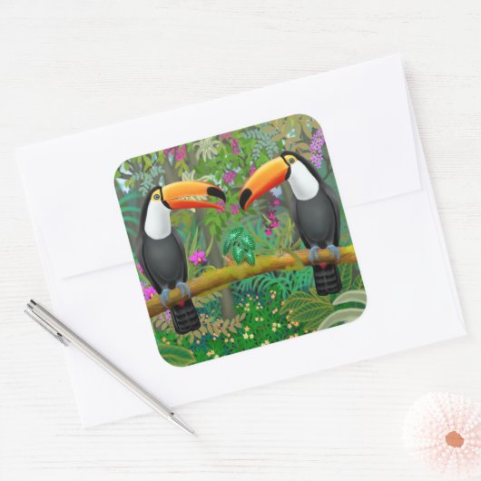 Tropische Toucans in Oerwouden Stickers (Envelop)