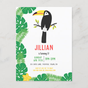 Tropische ToucanTutti Frutti Fruit Verjaardagsfees Uitnodiging Briefkaart