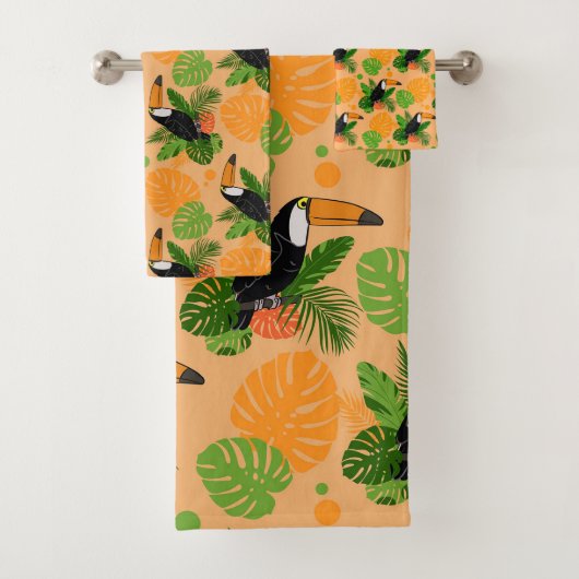 Tropische touccan Bird Seamless Pattern Bad Handdoek (Insitu)