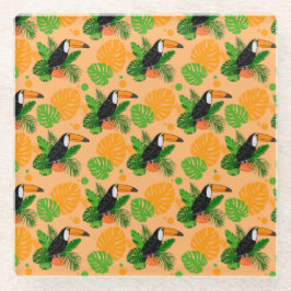 Tropische touccan Bird Seamless Pattern Glazen Onderzetter