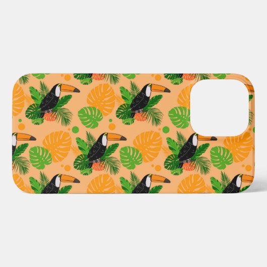 Tropische touccan Bird Seamless Pattern iPhone Hoesje (Achterkant horizontaal)