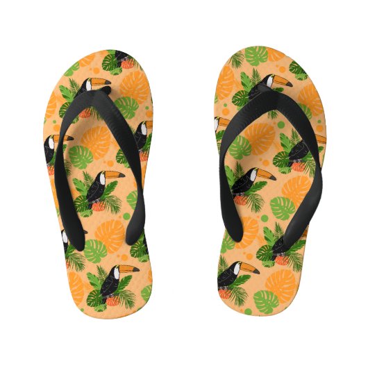 Tropische touccan Bird Seamless Pattern Kinder Teenslippers (Voetbed)