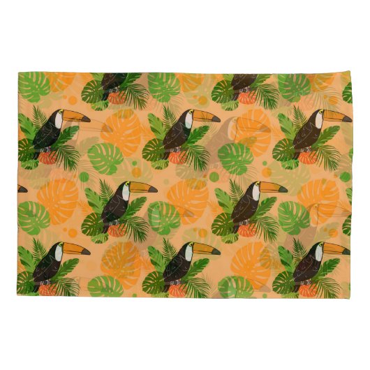 Tropische touccan Bird Seamless Pattern Kussensloop (Achterkant-Links)