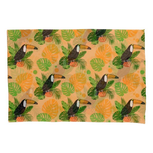 Tropische touccan Bird Seamless Pattern Kussensloop (Voorkant-Links)