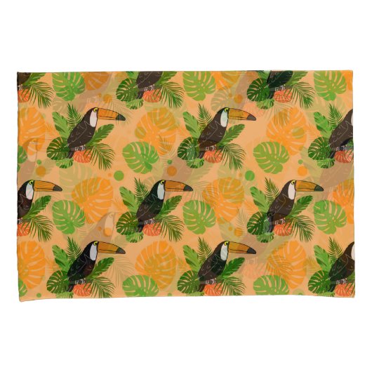 Tropische touccan Bird Seamless Pattern Kussensloop (Voorkant-Rechts)