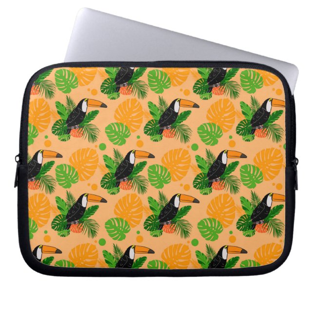 Tropische touccan Bird Seamless Pattern Laptop Sleeve (Voorkant)