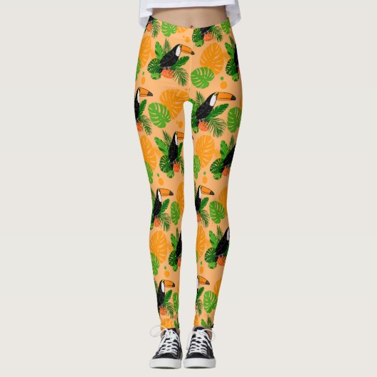 Tropische touccan Bird Seamless Pattern Leggings (Voorkant)