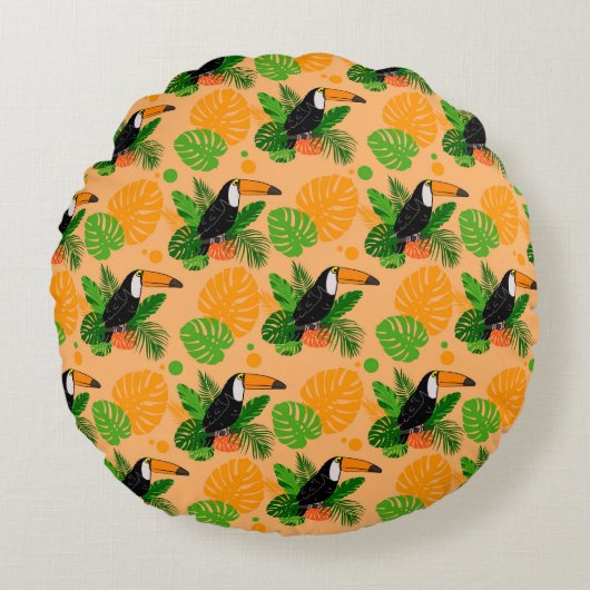 Tropische touccan Bird Seamless Pattern Rond Kussen (Voorkant)