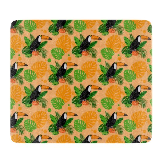 Tropische touccan Bird Seamless Pattern Snijplank (Voorkant)