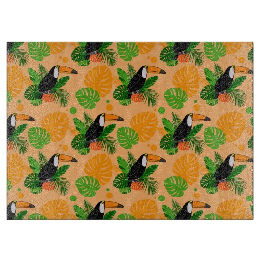 Tropische touccan Bird Seamless Pattern Snijplank (Voorkant)