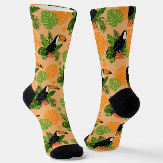 Tropische touccan Bird Seamless Pattern Sokken (Gebogen)