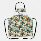 Tropische touchpadpalm verlaat de aangepaste tekst schort (Voorkant)