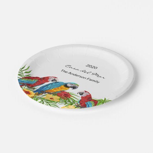 tropische trekvogels papieren bordje (Gekanteld)