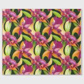Tropische trilkleurstoffen Floral Cadeaupapier (Vlak)
