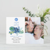 Tropische Tropen Bladeren | Save the Date Fotokaar Kaart (Staand voorkant)