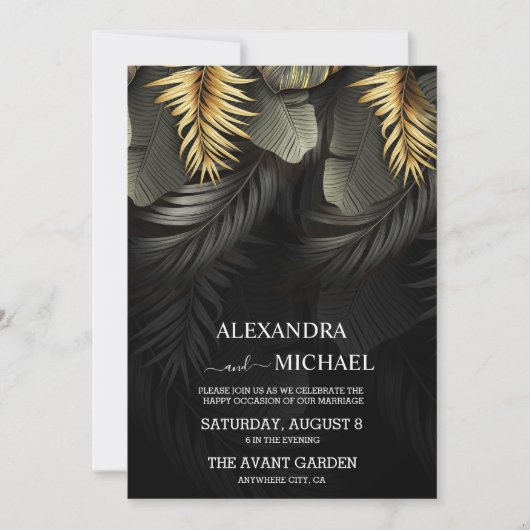 Tropische tropische bestemming voor zwart en goud kaart (Voorkant)