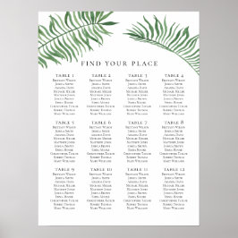 Tropische trouw zitplaatskaart afdruk. Exotisch gr Poster