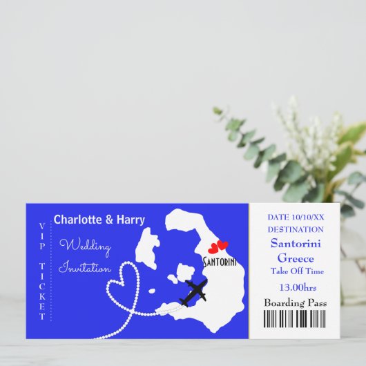 Tropische trouwbestemming Santorini Kaart (Staand voorkant)