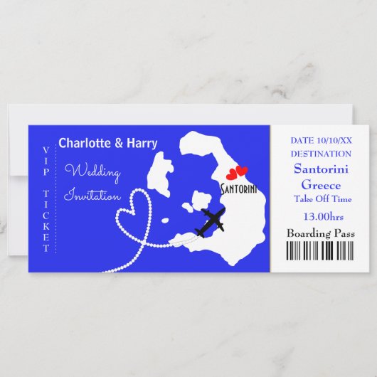 Tropische trouwbestemming Santorini Kaart (Voorkant)
