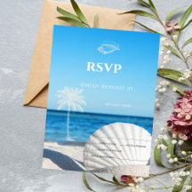 Tropische trouwdag oceaanstrand RSVP