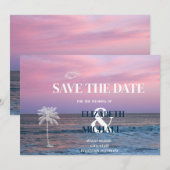 Tropische trouwdag zonsopgang oceaan strand bewaar save the date (Voorkant / Achterkant)