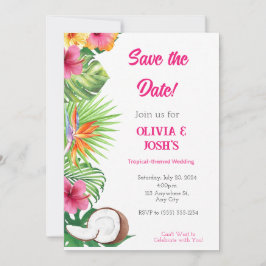 TROPISCHE TROUWKAART SAVE THE DATE KAART