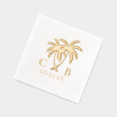 Tropische Trouwpalmen Paar Initialen & Datum Folie Servetten (Links)