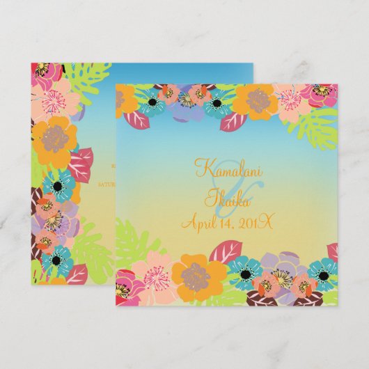 Tropische trouwstrandachtergrond kaart (Voorkant / Achterkant)