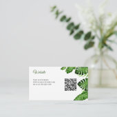 Tropische Trouwwebsite QR Code Monstera Groene Tui Informatiekaartje (Staand voorkant)
