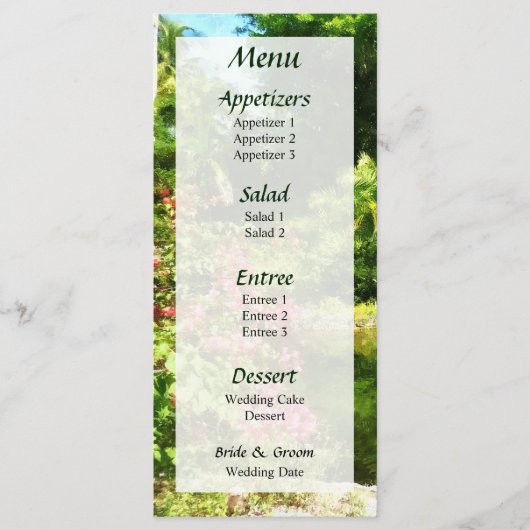 Tropische Tuin bij het Bruiloftsmeer Menu (Voorkant)