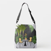 Tropische Tuin Binnenplaats Crossbody Tas (Achterkant)