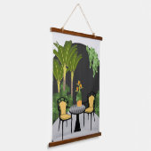 Tropische Tuin Binnenplaats Hangend Wandkleed (Gebogen)