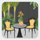 Tropische Tuin Binnenplaats Vierkante Sticker (Voorkant)