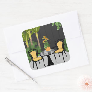 Tropische Tuin Binnenplaats Vierkante Sticker