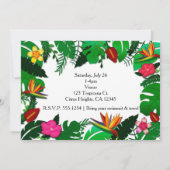 Tropische Tuin Bladeren & Bloemen Feest Uitnodigin Kaart (Achterkant)
