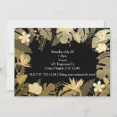 Tropische Tuin Bladeren Goud & Zwart Uitnodigingen (Achterkant)