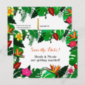 Tropische Tuin Bladeren Save the Date Briefkaart (Voorkant / Achterkant)