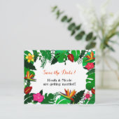 Tropische Tuin Bladeren Save the Date Briefkaart (Staand voorkant)