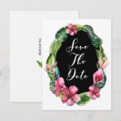 Tropische tuin bloemen & bladeren Save the Date Aankondigingskaart (Voorkant / Achterkant)