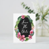 Tropische tuin bloemen & bladeren Save the Date Aankondigingskaart (Staand voorkant)