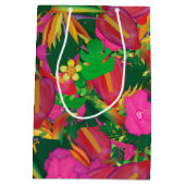 Tropische tuin Bloemen verlaat Luau Party Gift Bag Medium Cadeauzakje (Achterkant)