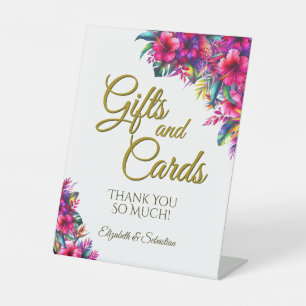 Tropische Tuin Bloemige Cadeaus & Kaarten Bruiloft Reclamebord Met Voetstuk