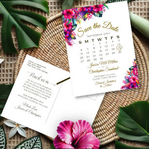 Tropische Tuin Bruiloft Sla de Datum Kalender Aankondigingskaart