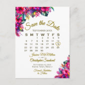 Tropische Tuin Bruiloft Sla de Datum Kalender Aankondigingskaart (Voorkant)