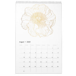 Tropische tuin en bloemen gouden lijn bloemen. kalender