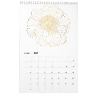 Tropische tuin en bloemen gouden lijn bloemen. kalender