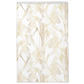 Tropische tuin en bloemen gouden lijn bloemen. kalender (Hoes)