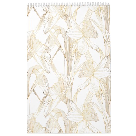 Tropische tuin en bloemen gouden lijn bloemen. kalender (Hoes)