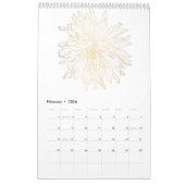 Tropische tuin en bloemen gouden lijn bloemen. kalender (Feb 2026)